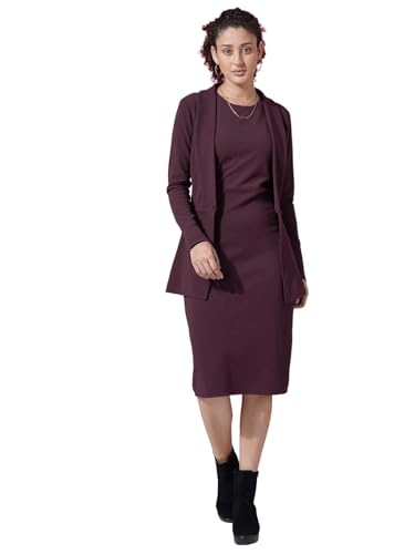 Image of Selvia Western Lycra Plain Two Piece Shrug with Bodycon