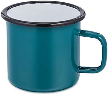 HaWare Enamel Coffee Tea Mug Set of 4 Red/ Yellow/ Blue/Green Enamel Drinking Mugs Cups, Ideal for Home/ Office/ Travel/ Camping, Resusable & Portable, 350 ml12 Ounce