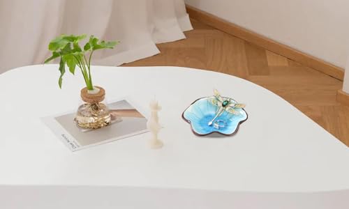 Image of Ice Cracking Leaf Jewelry Dish, Decorative Ring Holder Small Trinket Tray Bowl, Gifts for Daughter Mom Friends, Lake Blue.