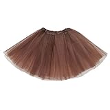 Kids Tutu Skirts 3 Layered Tulle, Fit Most 4-11 yrs Little & Big Girls for Dance Party Costume (#21 Brown, 1)