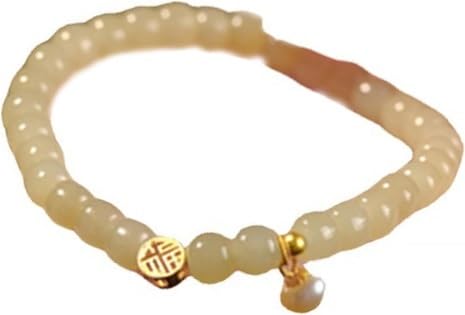 YNIYUJKL Lucky Bracelets,Stretch Bracelets For Womennatural Jade Bracelet Feng Shui Wealth Prosperity 6Mm Hetian Nephrite Jade Bracelet Amulet Good Luck Bracelet For Women