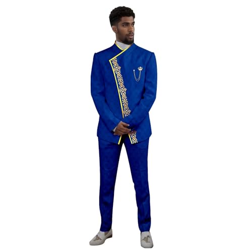 Men's Suit African Traditional Wedding 2024 Embroidery Jacket Pants Set Business Attire Dashiki Outfits