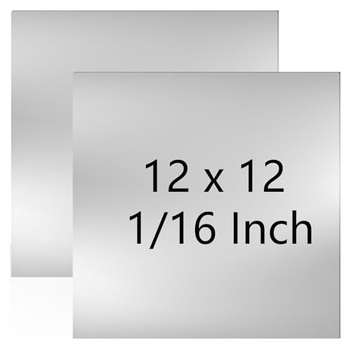 Rocaris 2pcs 304 Stainless Steel Sheet, 12 X 12 X 1-16 Thickness Stainless Steel Plates Metal, 16 Gauge Metal Plates for Kichen, DIY Projects, Auto Repair, Brushed Silver Surface