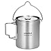 Lixada Taza de Agua de Acero Inoxidable con Asas Plegables y Tapa para Acampar Senderismo mochilero al Aire Libre