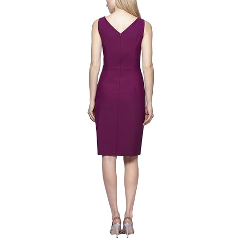 Image of Alex Evenings Women's Slimming Short Ruched Dress with Ruffle (Petite and Regular)