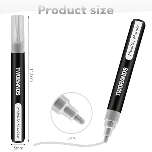 Image of Metallic Marker Pen Set of 6 | Shake and Use Paint Pens | Water-Based Quick Dry Non-Toxic Ink for Art, Craft, Card Making, Journaling, Rock Painting & Drawing (6 Silver- 6 Pic)