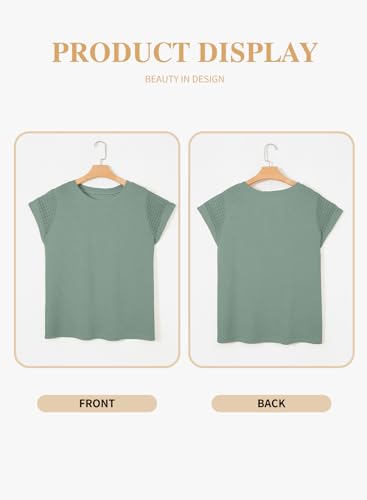Image of Eytino Plus Size Tops for Women Waffle Knit T-Shirts Round Neck Short Sleeve Casual Loose Basic Tee Blouses(1X-5X)