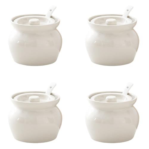 BtcFu蒸し器ボウルセラミックシチューポット、蓋付き、野菜や卵カスタードスープの蒸し器、電子レンジに最適、大容量、和食器、レストラン、業務用調理器具 (450ml スープ煮込み用土鍋 - 白 スプーン付き)