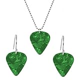 Ailiessy Guitar Pick Necklace Acrylic Hellfire Club Guitar Pick Earrings Pendant Necklace for Women Men Rock Music Jewelry 2Pcs(Green)