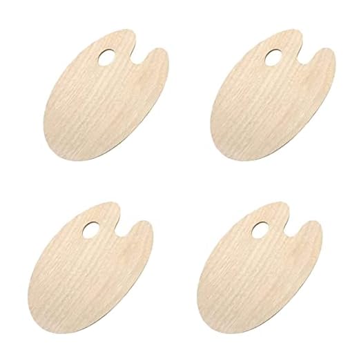 NA Paleta de Madera Redonda de Mezclas Colores para Pinturas al óleo, acrílicas, Acuarelas, 20 x 30 cm, Paleta de Madera con Agujero para el Pulgar, 4 paletas de Madera