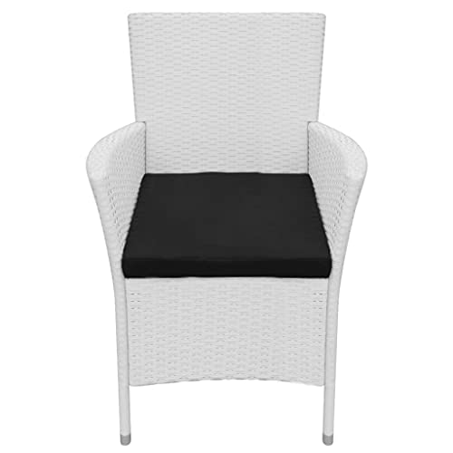 vidaXL Conjunto de Muebles de Exterior 5 Piezas Poli Ratán Sintético Blanco Crema Comedor de Jardín Sillas y Mesa de Porche Patio Estilo de Mimbre - imagen 7
