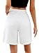 ELLEVEN Jorts Women Baggy Raw Hem Jean Bermuda Knee Length Mom Shorts Casual Long Wide Leg Elastic High Waisted 7 Inch Inseam Loose Fit Summer Shorts with Pockets White Medium