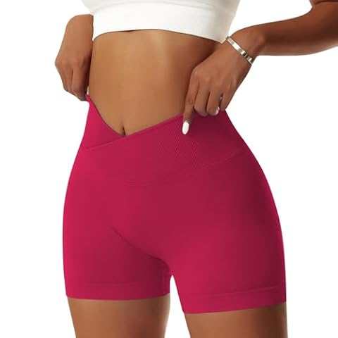 Vertvie Damskie spodenki gimnastyczne V Cross Stretch Push Up Joga szorty Booty Scrunch Fitness krótkie spodnie z wysokim stanem bezszwowe spodenki sportowe do treningu na pośladkach krótkie legginsy