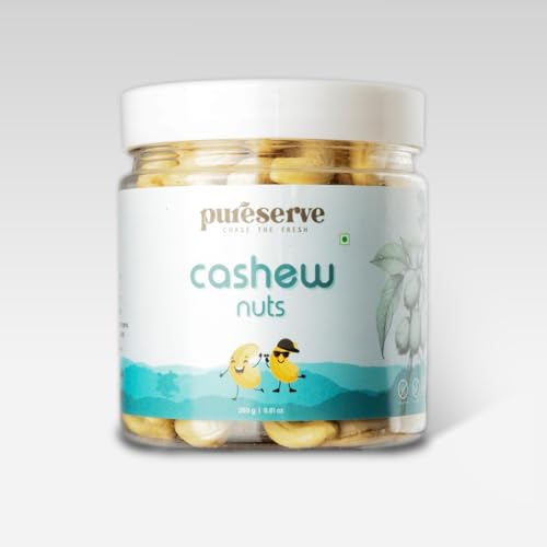 Pureserve Premium Whole Cashews 250g - Super Crunchy & Naturally Sweet | Rich in Protein & Healthy Fats | Ideal for Snacking, Cooking & Gifting | Vegan & Gluten-Free