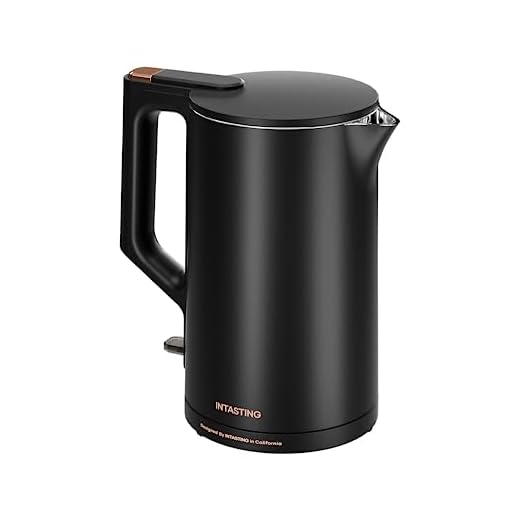 Electric Tea Kettle, INTASTING Double Wall Electric Kettle with Seamless Stainless Steel Inner, 1500W Fast Heating, 1.5L Hot Water Boiler, Auto Shut-Off & Boil Dry Protection, BPA-Free, LED Indicator (Matte Black)