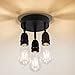 Edzemuwa 3-Light Ceiling Light Fixture, Flush Mount Ceiling Light in Matt Black Finish, Farmhouse Lighting for Porch Hallway Kitchen Bedroom