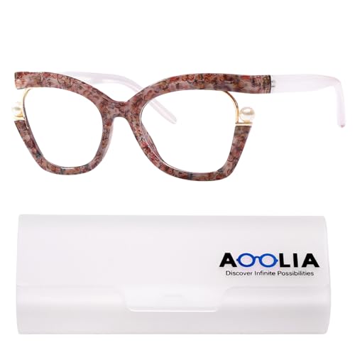 AOOLIA Oversized Cat Eye Reading Glasses for Women, Retro Stylish Blue Light Blocking Reader, Anti-fatigue Computer Glasses