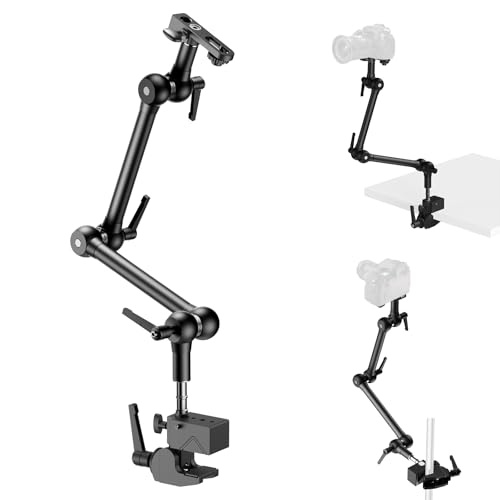 ALTSON 20.4/52cm Magic Arm Mounting Kit - Super Clamp 1/4 Screw Adapter Overhead Camera Desk Mount Stand for Flash/LED Light/Microphone/Monitor SmallRig Camera Cage Max Load: 6.61lbs/3kg