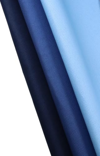 Image of KCS 3 pc of 15 inch x 18 inch(38cmx45cm) 16 Count Cross Stitch Cotton Aida Cloth Needlework Rolled Fabric Box,16CT,Light Blue+Jeans Blue+Navy Blue