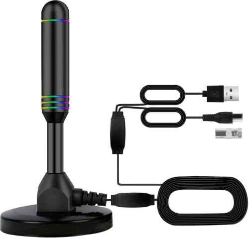 Image of Indoor TV Antenna with 2 Signal Boosters & 32FT Cable - Digital Antenna for Smart TV, Magnetic Base, Supports 4K 1080p - Dual Amplifiers for Long Range Reception of Local Channels(Multi)