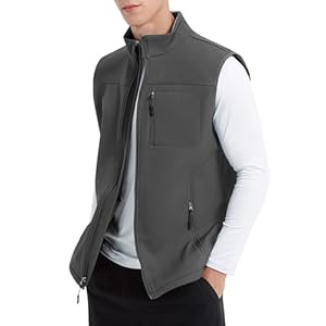 M MOTEEPI Mens Vests Outerwear Lightweight Fleece Sleeveless Jacket Full Zip Softshell Vest for Golf Hiking Running