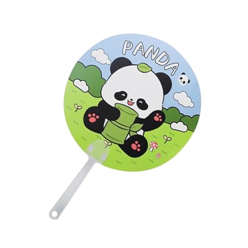 Ventilador portátil de dibujos animados, ventilador portátil de panda, abanicos redondos de verano con diseño panda, Abanicos de mano ligero, compacto y creativo, único, lindo, para acampar, mujeres y