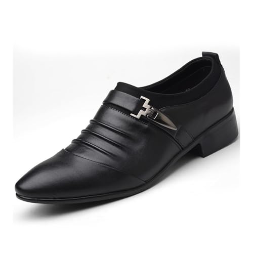 Men's Casual Shoes Slip-on Business Leather Shoes Large Size Trendy Shoes Oxfords(Black,9.5)