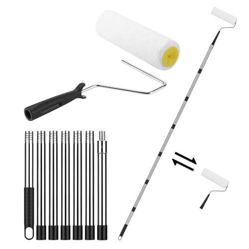 Seivunol 9 Inch Paint Roller Extension Pole 83 Inch Extendable Long Ceiling Paint Roller Stainless Steel Telescopic Paint Roller Heavy Duty Household Painting Tool for Walls Ceilings & Murals