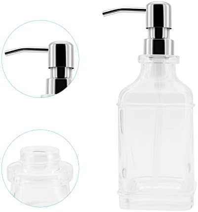 Beowanzk 2 Pack 10oz Glass Soap Dispenser With Stainless Steel Pump ,Shampoo And Conditioner Bottles Bathroom Washing Up Liquid Sanitizer Dispenser Kitchen Hand Wash Dispenser Refillable (300ML)