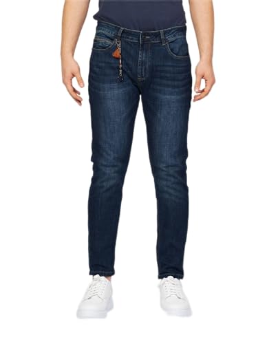 Jean bleu coton stretch Yes Zee pour homme fin du denim rigide