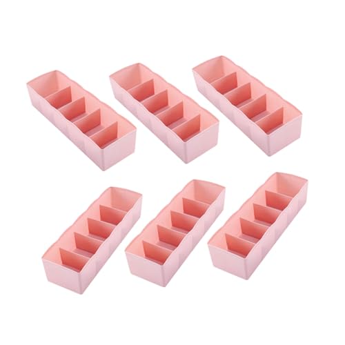 AKOOSY 6個 北欧ピンク下着収納ボックス プラスチック製靴下オーガナイザー 衣類整理用仕切り付き 家用収納ケース