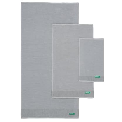 3-teiliges Handtuch-Set (30 x 50 + 50 x 90 + 70 x 140 cm), 450 g/m², 100% Baumwolle, Grau Benetton – Bild 8