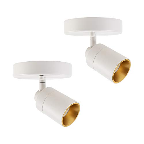 Vidalite LED Monopoint Sconce Adjustable Flush Mount Spot Light with Rotating Head for Living Room Dining and Office, 2-Pack, White, 2