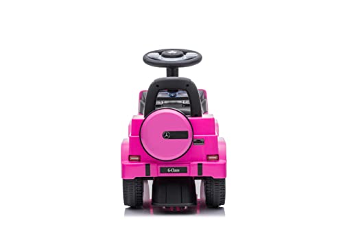 Image of Best Ride On Cars Kids Outdoor Stroller Mercedes G-Wagon Push Car with Working Lights, Horn, and Music for Ages 1 to 3 years, Pink
