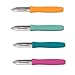 Arcos | Set mit 4 farbigen Kartoffelschälern | Bogenmesser | 4 Stück | Kartoffelmesser | Edelstahl | Klinge 60 mm | Spülmaschinengeeignet | Umweltfreundliche Verpackung | Mehrfarbig, 810200, bunt
