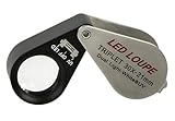 SAFE 4639 Metall Einschlaglupe LED - Lupe Optische-Linse 21 mm 30x fache Vergrößerung Triplet + LED Beleuchtung