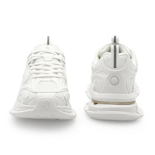 Image of Red Tape Women's Sneakers Grey Black Mesh Pu Round Toe Lace-Up