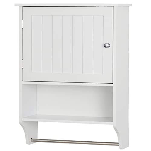 Iwell Bathroom Wall Cabinet with 2 Shelves & Towel Bar, Wall Mount Bathroom Cabinet with Door, Medicine Cabinet, Over The Toilet Space Saver Storage Cabinet, White Iwell Bathroom Wall Cabinet with 2 Shelves & Towel Bar, Wall Mount Bathroom Cabinet with Door, Medicine Cabinet, Over The Toilet Space Saver Storage Cabinet, White