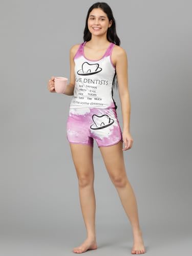 Image of KOTTY Women's Printed Satin Night Suit Shirt & Pyjama Set