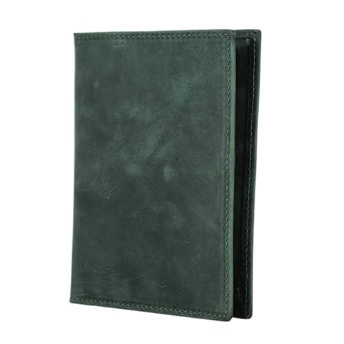 Portefeuille de voyage en cuir vert pour ranger passeport et cartes