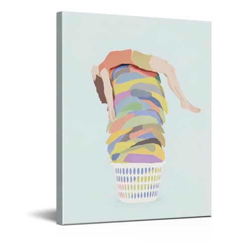 YeleY Colorful Clothes Canvas Wall Art, Laundry Day Wall Decor