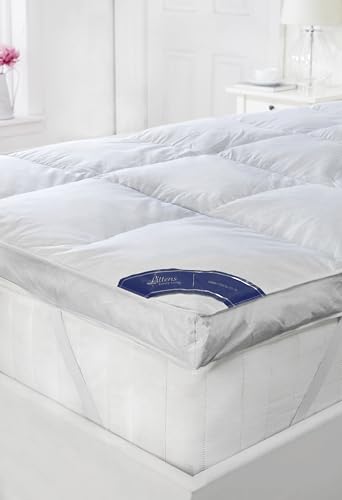 2" European King Bed Size Continental Hotel Quality White Goose Feather & Down Mattress Topper, 100% Down-Proof 230TC Cotton Casing, Anti-Dust Mite (160cm x 200cm x 5cm) By Littens