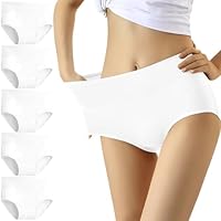 YouShow Underwear Women High Waisted Women's Knickers Seamless Knickers for Women Multipack Cotton Ladies Pants Full Briefs Tummy Control Knickers Size 18 C Section Underwear 5 Pack (White,2XL)