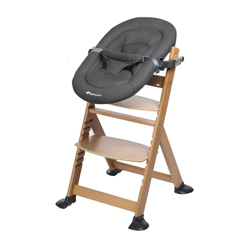 Bebeconfort Pack Timba Trona Bebé Evolutiva, Timba Baby Hamaca 2 en 1 - Trona de Bebé, 6 meses - 10 años, Madera Natural + Set Recién Nacido para Trona Timba, 0 - 6 meses (0 - 9 kg), Tinted Graphite