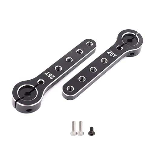 Raflot Servo Horn 56mm 25T Metal Servo Arm Extension Servo Horn for 30-100CC Balsa Airplanes 1/10 RC Crawler Car Boat Futaba HSP Wltoys Axial SCX10 Parts(2PCS Black)