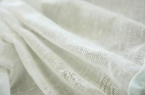 Rideau à cantonnière transparent en lin texturé blanc style campagnard 250x40cm - 8