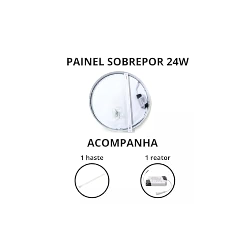 kit 5 painel plafon sobrepor redondo 24w 6500k