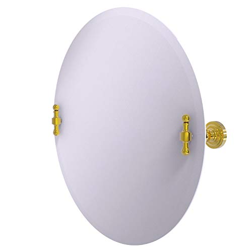 Image of Allied Brass RD-90 Frameless Round Tilt Beveled Edge Wall Mirror, Polished Brass
