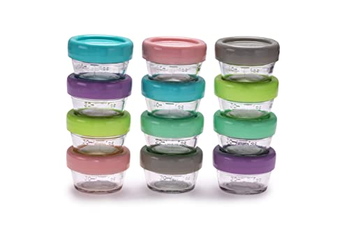 Image of melii Glass Food Storage Jars - 12-Pack (2oz) with Airtight, Leakproof Lids, BPA-Free & Eco-Friendly, Microwave, Freezer, Dishwasher Safe, Containers for Baby Food, Meal Prep, Sauces and Snacks