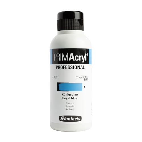 Schmincke - PRIMAcryl® Professional feinste brillante Acrylfarbe, Königsblau fluid, 250 ml Tube, 13 436 027, Premiumacrylfarbe, Acrylmalerei, Profi-Qualität